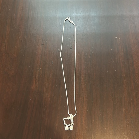 Hello Kitty Silver Plated Crystal Pendant Necklace 18” Chain - Picture 4 of 9
